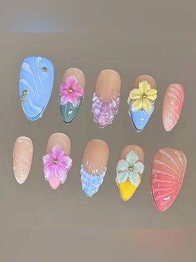 NailVesta Almond Press-On Nail Set - Seashell Sorbet